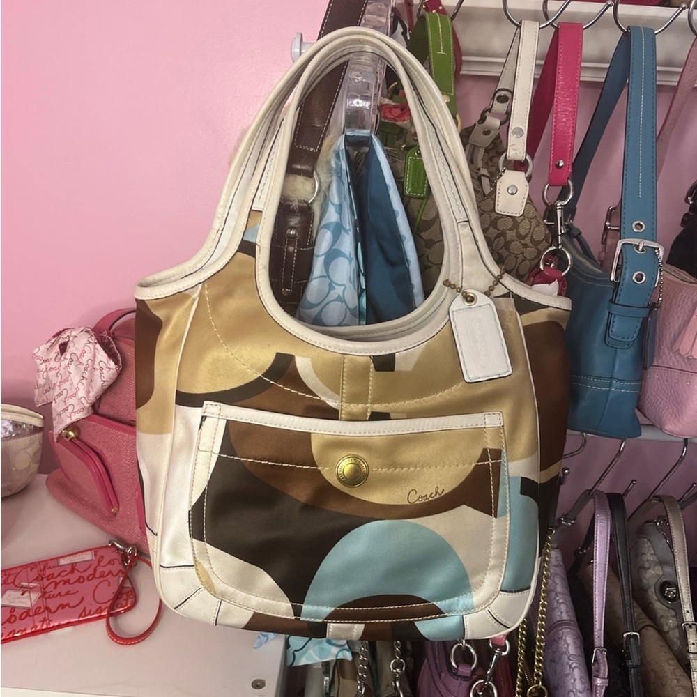 Coach Brown and Blue Patterned Shoulder Bag 2006 ergo